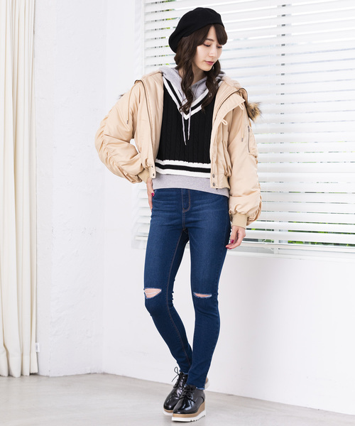 WEGO（ウィゴー）の「WEGO/N-2B（ミリタリージャケット・レディース・ブラック/ベージュ/カーキ・FREE）」の8枚目の写真