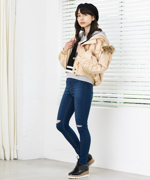 WEGO（ウィゴー）の「WEGO/N-2B（ミリタリージャケット・レディース・ブラック/ベージュ/カーキ・FREE）」の9枚目の写真