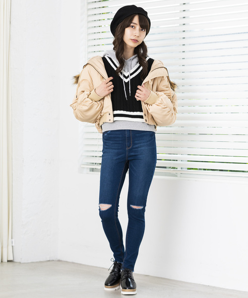 WEGO（ウィゴー）の「WEGO/N-2B（ミリタリージャケット・レディース・ブラック/ベージュ/カーキ・FREE）」の10枚目の写真