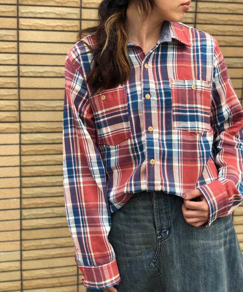 GREEN BOWL（グリーンボウル）の「GREEN BOWL Check Pattern Work Shirts/グリーンボウル チェック 柄 ワーク シャツ（シャツ/ブラウス・メンズ・ブラウン/レッド・40/38）」の2枚目の写真