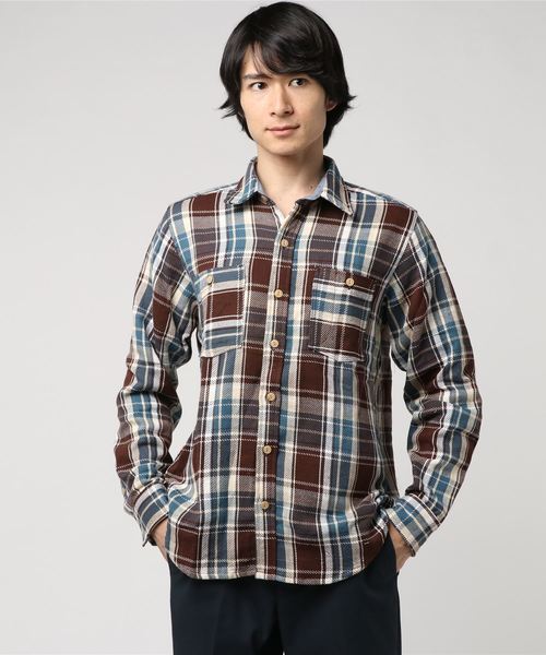GREEN BOWL（グリーンボウル）の「GREEN BOWL Check Pattern Work Shirts/グリーンボウル チェック 柄 ワーク シャツ（シャツ/ブラウス・メンズ・ブラウン/レッド・40/38）」の6枚目の写真