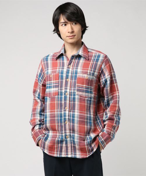 GREEN BOWL（グリーンボウル）の「GREEN BOWL Check Pattern Work Shirts/グリーンボウル チェック 柄 ワーク シャツ（シャツ/ブラウス・メンズ・ブラウン/レッド・40/38）」の5枚目の写真