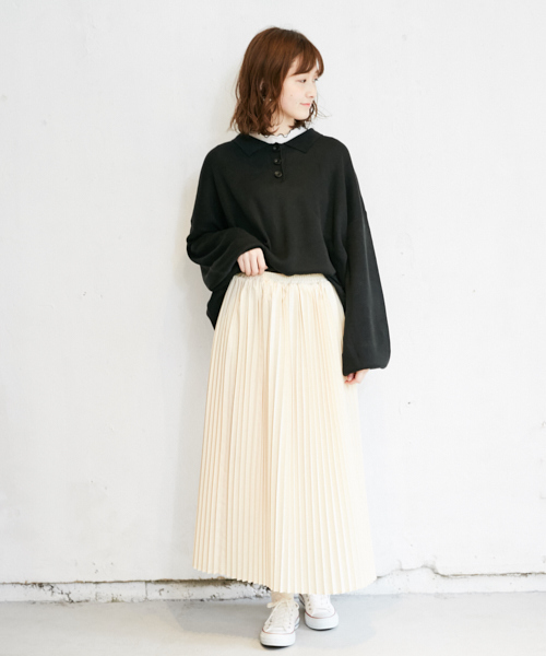 PairPair(ペアペア)の「袖ボリュームニットポロシャツ(ポロシャツ・レディース・ライトグレー/ブラック/ラベンダー・FREE)」の14枚目の写真