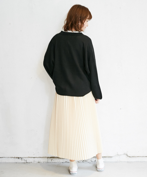 PairPair(ペアペア)の「袖ボリュームニットポロシャツ(ポロシャツ・レディース・ライトグレー/ブラック/ラベンダー・FREE)」の11枚目の写真