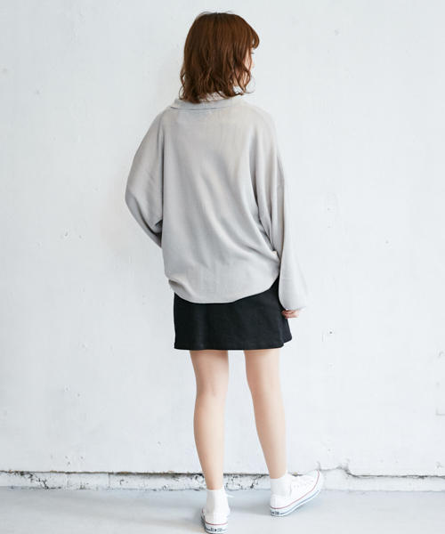 PairPair(ペアペア)の「袖ボリュームニットポロシャツ(ポロシャツ・レディース・ライトグレー/ブラック/ラベンダー・FREE)」の8枚目の写真