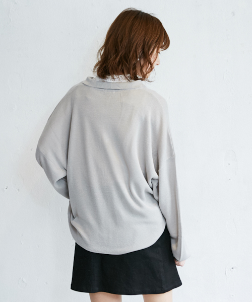 PairPair(ペアペア)の「袖ボリュームニットポロシャツ(ポロシャツ・レディース・ライトグレー/ブラック/ラベンダー・FREE)」の18枚目の写真