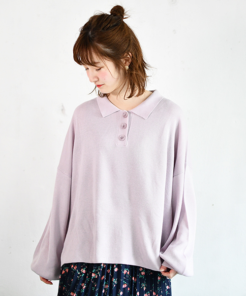 PairPair(ペアペア)の「袖ボリュームニットポロシャツ(ポロシャツ・レディース・ライトグレー/ブラック/ラベンダー・FREE)」の19枚目の写真