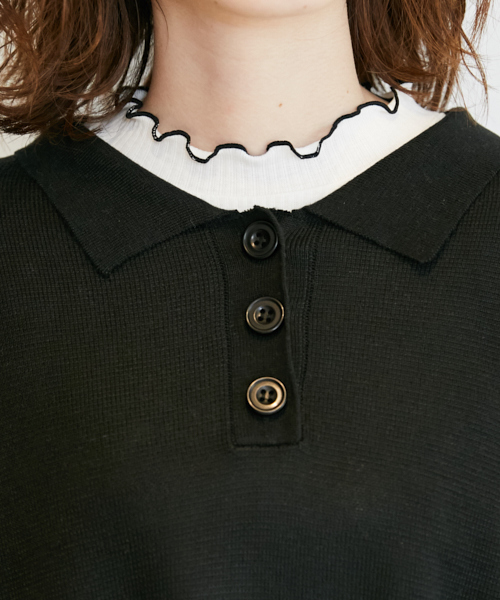 PairPair(ペアペア)の「袖ボリュームニットポロシャツ(ポロシャツ・レディース・ライトグレー/ブラック/ラベンダー・FREE)」の13枚目の写真