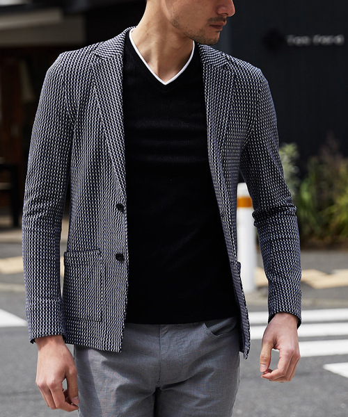 MICHEL KLEIN HOMME   （ミッシェルクランオム）の「カーディガン（リーブルJQ）（カーディガン/ボレロ・メンズ・ネイビー/グレー・46/51/48）」の2枚目の写真