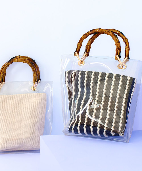 KOBE LETTUCE（コウベレタス）の「かごポーチ付きバンブーハンドルクリアビニールバッグ（ハンドバッグ・レディース・その他1/その他2/その他3・FREE）」の19枚目の写真