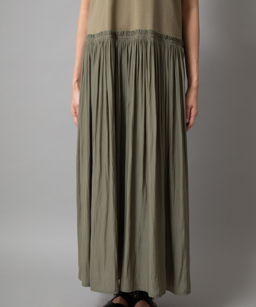 Munich(ミューニック)の「ノースリーブトップスXプリーツスカート異素材切替え2wayワンピース(ワンピース・レディース・ホワイト/ネイビー/カーキ/オレンジ/クリーム・FREE)」の17枚目の写真