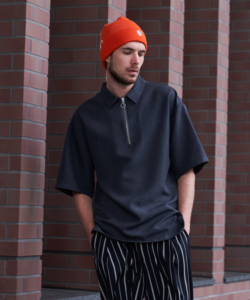 Luv maison（ラブメゾン）の「PLハーフジップ半袖シャツ（シャツ/ブラウス・メンズ・グレー/ブラック・M/L）」の5枚目の写真