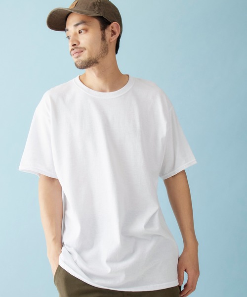 JERZEES(ジャージーズ)の「JERZEES/ジャージーズ SHORT SLEEVE TEE オーバーサイズ クルーネック カットソー(Tシャツ/カットソー・メンズ・ホワイト/ブラック/ネイビー/グレー/イエロー/オレンジ/グリーン/ワイン・S/M/L/XL)」の2枚目の写真