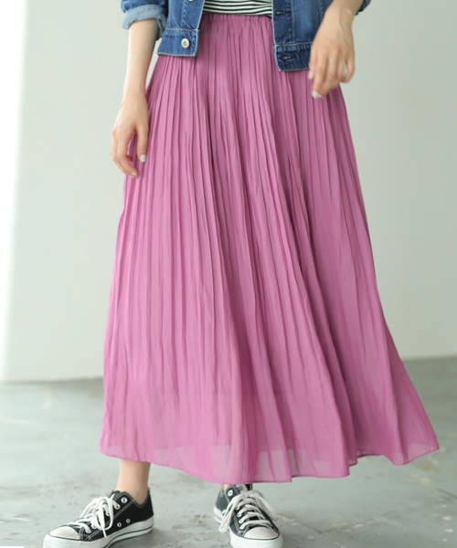 AMERICAN HOLIC(アメリカンホリック)の「シフォンロングプリーツスカート(スカート・レディース・ライトグレー/ピンク/ブルー/その他7/ドット/その他14/イエロー系その他/ブルー系その他5・FREE)」の6枚目の写真