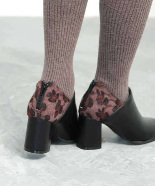 SESTO（セスト）の「型押しクロコのフレアヒールブーティースクエアトゥショートブーツ（ブーツ・レディース・パイソン/レオパード/ベージュ/ブラウン/ブラック・3L/LL/S/M/L）」の8枚目の写真