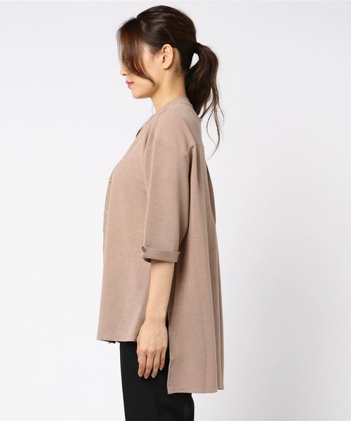 VIBGYOR Women(ヴィブジョー ウィメン)の「ストレッチレーヨンニット 袖口折り返しカーディガン(LC)(カーディガン/ボレロ・レディース・ベージュ/ネイビー/オフホワイト/ローズ・FREE)」の5枚目の写真