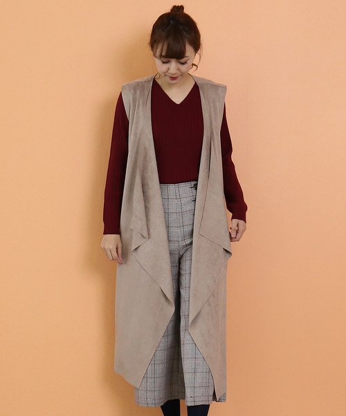 黒ファー　フェイクスエード　ロングジレ　ベスト 楽天市場】フェイクファー ベスト ファー ロング ジレ ファー