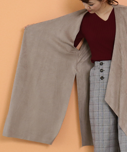 MARLENE JOBERT（マルレーヌ　ジョベル）の「フェイクスウェードロングジレ（その他アウター・レディース・ベージュ/モカ・M）」の8枚目の写真