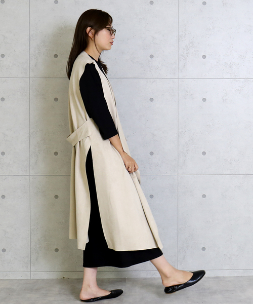 MARLENE JOBERT（マルレーヌ　ジョベル）の「フェイクスウェードロングジレ（その他アウター・レディース・ベージュ/モカ・M）」の11枚目の写真