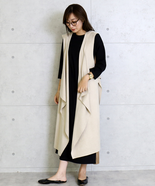 MARLENE JOBERT（マルレーヌ　ジョベル）の「フェイクスウェードロングジレ（その他アウター・レディース・ベージュ/モカ・M）」の12枚目の写真