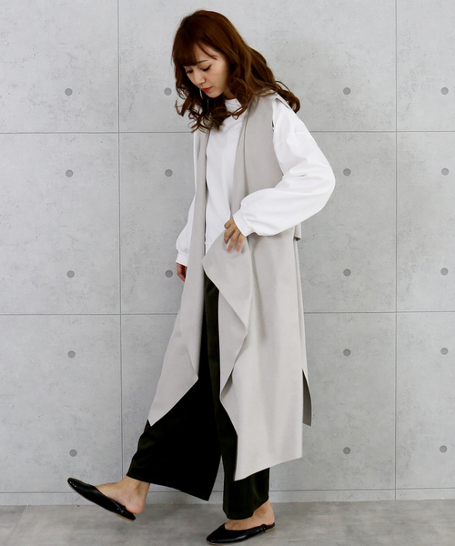 MARLENE JOBERT（マルレーヌ　ジョベル）の「フェイクスウェードロングジレ（その他アウター・レディース・ベージュ/モカ・M）」の14枚目の写真