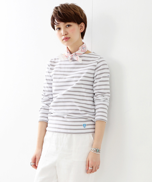 ORCIVAL（オーシバル）の「ORCIVAL / ボーダー ロングスリーブ プルオーバー（Tシャツ/カットソー・レディース・オフホワイト/グレー/ロイヤルブルー/レッド/ネイビー/チャコールグレー/ライトグレー/インディゴブルー・1/0）」の4枚目の写真