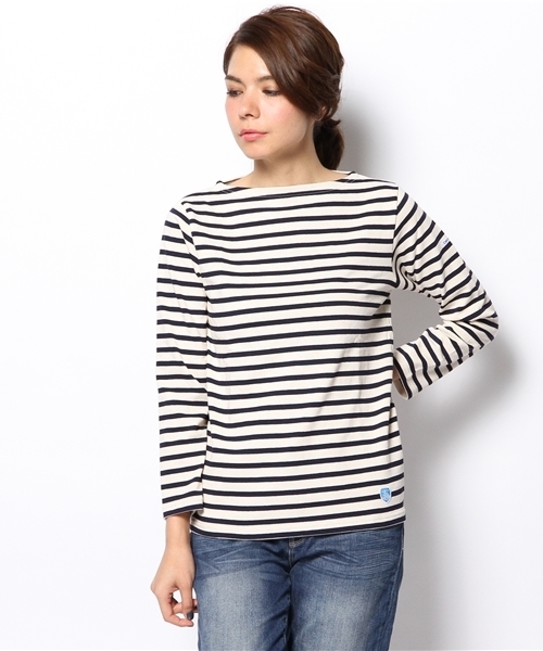 ORCIVAL（オーシバル）の「ORCIVAL / ボーダー ロングスリーブ プルオーバー（Tシャツ/カットソー・レディース・オフホワイト/グレー/ロイヤルブルー/レッド/ネイビー/チャコールグレー/ライトグレー/インディゴブルー・1/0）」の18枚目の写真