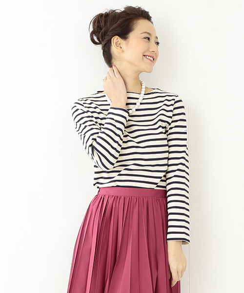 ORCIVAL（オーシバル）の「ORCIVAL / ボーダー ロングスリーブ プルオーバー（Tシャツ/カットソー・レディース・オフホワイト/グレー/ロイヤルブルー/レッド/ネイビー/チャコールグレー/ライトグレー/インディゴブルー・1/0）」の19枚目の写真