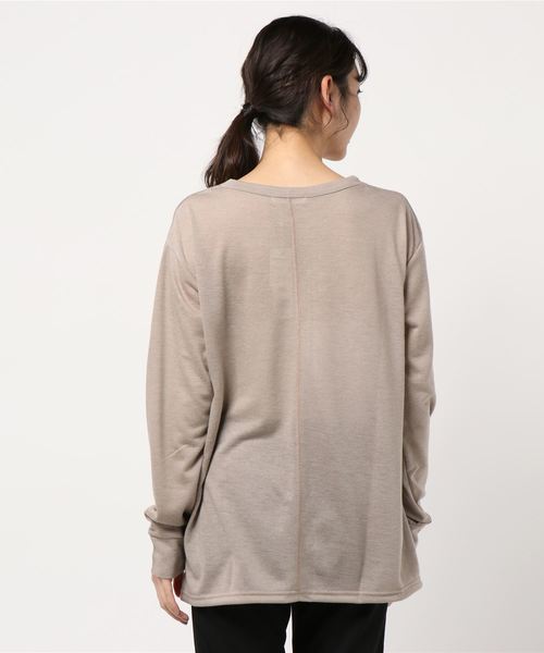 DouDou（ドゥドゥ）の「ウールBIGロンT（Tシャツ/カットソー・レディース・ダークブラウン/ベージュ/オフホワイト・FREE）」の5枚目の写真