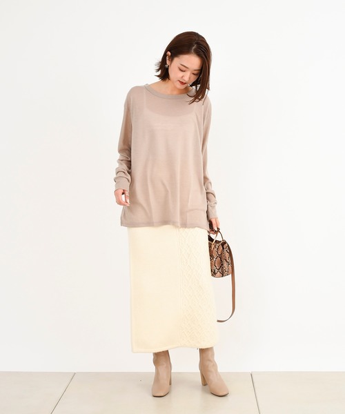 DouDou（ドゥドゥ）の「ウールBIGロンT（Tシャツ/カットソー・レディース・ダークブラウン/ベージュ/オフホワイト・FREE）」の13枚目の写真