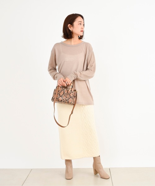 DouDou（ドゥドゥ）の「ウールBIGロンT（Tシャツ/カットソー・レディース・ダークブラウン/ベージュ/オフホワイト・FREE）」の14枚目の写真