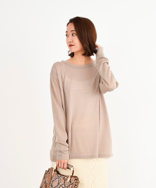 DouDou（ドゥドゥ）の「ウールBIGロンT（Tシャツ/カットソー・レディース・ダークブラウン/ベージュ/オフホワイト・FREE）」の16枚目の写真