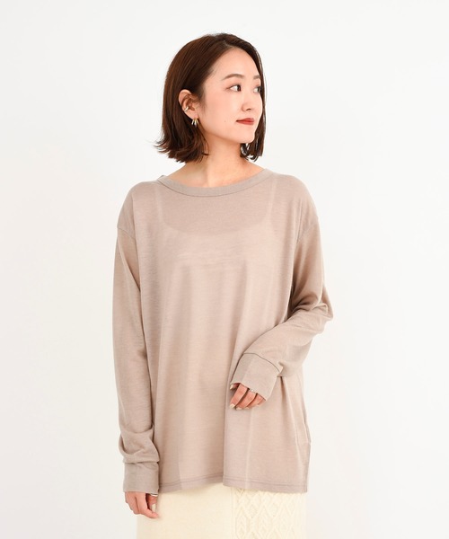 DouDou（ドゥドゥ）の「ウールBIGロンT（Tシャツ/カットソー・レディース・ダークブラウン/ベージュ/オフホワイト・FREE）」の20枚目の写真