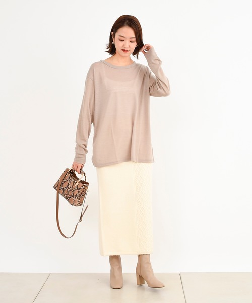 DouDou（ドゥドゥ）の「ウールBIGロンT（Tシャツ/カットソー・レディース・ダークブラウン/ベージュ/オフホワイト・FREE）」の11枚目の写真