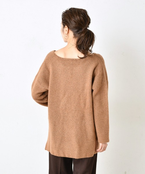 DouDou（ドゥドゥ）の「キーネックプルオーバー（ニット/セーター・レディース・ベージュ/ブルー/キャメル・FREE）」の6枚目の写真