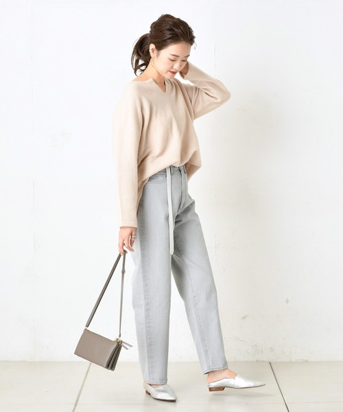 DouDou（ドゥドゥ）の「キーネックプルオーバー（ニット/セーター・レディース・ベージュ/ブルー/キャメル・FREE）」の13枚目の写真