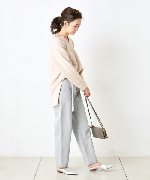 DouDou（ドゥドゥ）の「キーネックプルオーバー（ニット/セーター・レディース・ベージュ/ブルー/キャメル・FREE）」の14枚目の写真