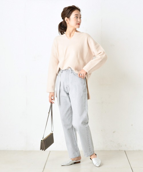 DouDou（ドゥドゥ）の「キーネックプルオーバー（ニット/セーター・レディース・ベージュ/ブルー/キャメル・FREE）」の19枚目の写真