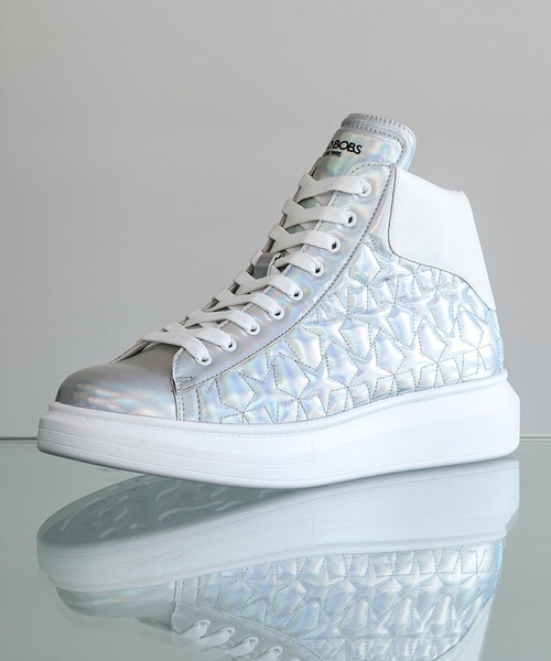 Buffalo Bobs（バッファローボブズ）の「DAD STAR-HI(ダッド スター ハイ)スターキルティング ハイカット スニーカー（スニーカー・メンズ・ホワイト/ブラック/マルチ/パイソン/シルバー・39/41/43）」の3枚目の写真