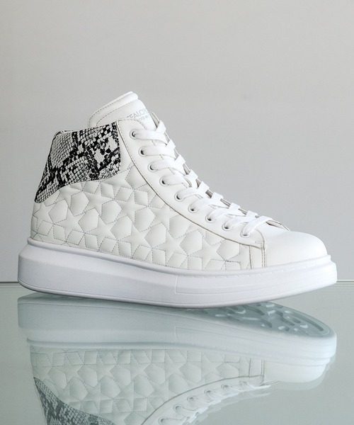 Buffalo Bobs（バッファローボブズ）の「DAD STAR-HI(ダッド スター ハイ)スターキルティング ハイカット スニーカー（スニーカー・メンズ・ホワイト/ブラック/マルチ/パイソン/シルバー・39/41/43）」の5枚目の写真