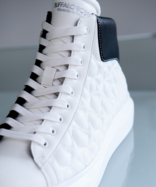 Buffalo Bobs（バッファローボブズ）の「DAD STAR-HI(ダッド スター ハイ)スターキルティング ハイカット スニーカー（スニーカー・メンズ・ホワイト/ブラック/マルチ/パイソン/シルバー・39/41/43）」の8枚目の写真