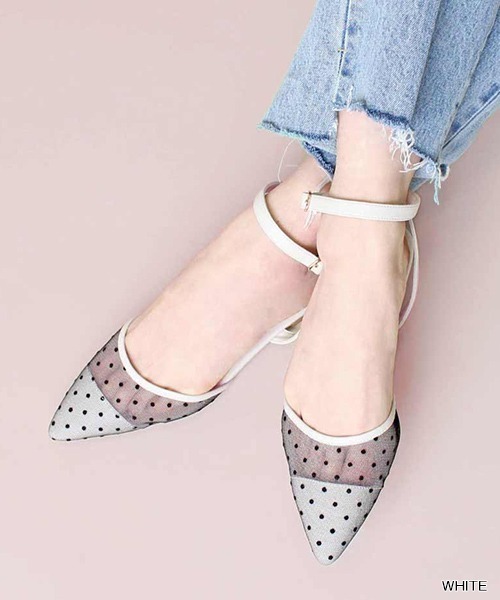 RANDA（ランダ）の「チュールポインテッドトゥパンプス（パンプス・レディース・ホワイト/ブラック/ブラウン・LL/S/M/L）」の2枚目の写真
