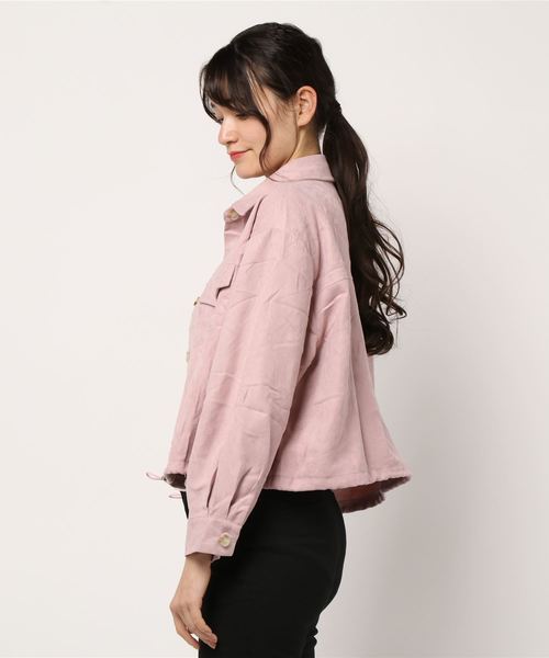 STYLEBLOCK（スタイルブロック）の「ライスコーデュロイ裾ドロストショートシャツジャケット（その他アウター・レディース・アイボリー/ピンク系その他/ライトベージュ/グリーン系その他・M）」の5枚目の写真
