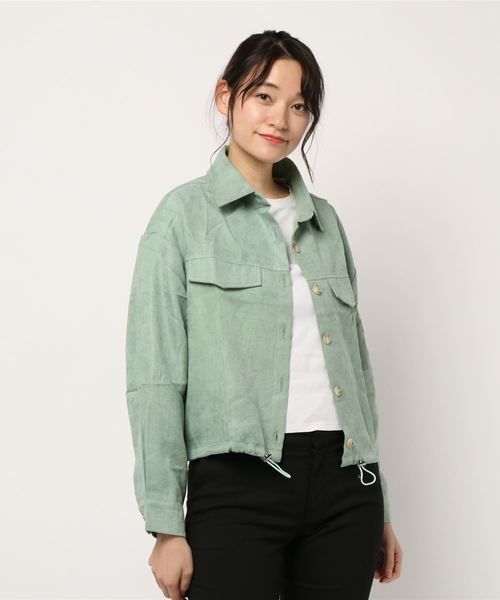 STYLEBLOCK（スタイルブロック）の「ライスコーデュロイ裾ドロストショートシャツジャケット（その他アウター・レディース・アイボリー/ピンク系その他/ライトベージュ/グリーン系その他・M）」の9枚目の写真