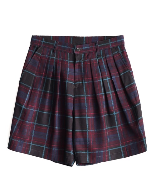 SHAREEF(シャリーフ)の「DRAWING CHECK SHORT PANTS(その他パンツ・メンズ・ブラック系その他/ネイビー/バーガンディー・1/3/2)」の3枚目の写真