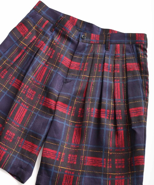 SHAREEF(シャリーフ)の「DRAWING CHECK SHORT PANTS(その他パンツ・メンズ・ブラック系その他/ネイビー/バーガンディー・1/3/2)」の5枚目の写真