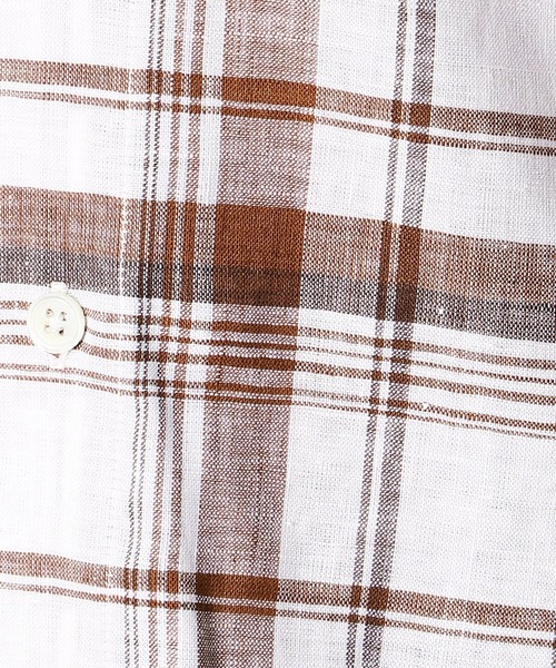 COMME CA MEN(コムサメン)の「ショートポイントカラー リネンチェックシャツ(シャツ/ブラウス・メンズ・ネイビー/ブラウン・SMALL/LARGE/MEDIUM/X-LARGE)」の3枚目の写真