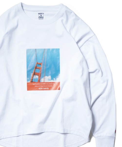 BEN DAVIS（ベンデイビス）の「《BEN DAVIS》PHOTO L/S tee ladies（Tシャツ/カットソー・レディース・ホワイト/ブラック/ブルー・MEDIUM/LARGE）」の2枚目の写真
