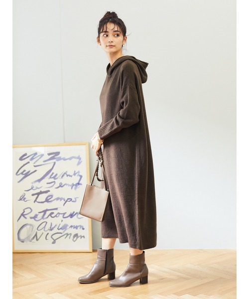 CRAFT STANDARD BOUTIQUE(クラフトスタンダードブティック)の「フード付きニットワンピース●*(ワンピース・レディース・グレー系その他/ブラウン/ベージュ系その他・FREE)」の5枚目の写真