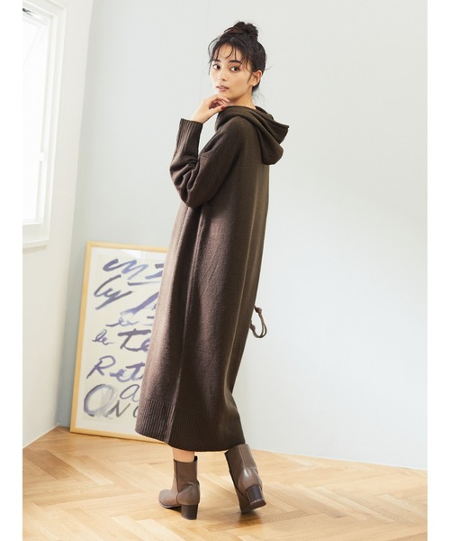 CRAFT STANDARD BOUTIQUE(クラフトスタンダードブティック)の「フード付きニットワンピース●*(ワンピース・レディース・グレー系その他/ブラウン/ベージュ系その他・FREE)」の6枚目の写真